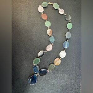 Multicolor Wire Wrapped Agate Stone Necklace
